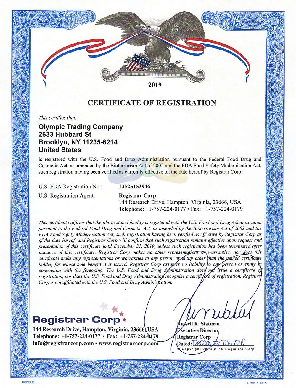 Fda Certificate Of Registration Registrar - Bank2home.com