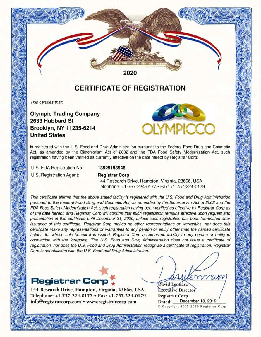 FDA Certificate